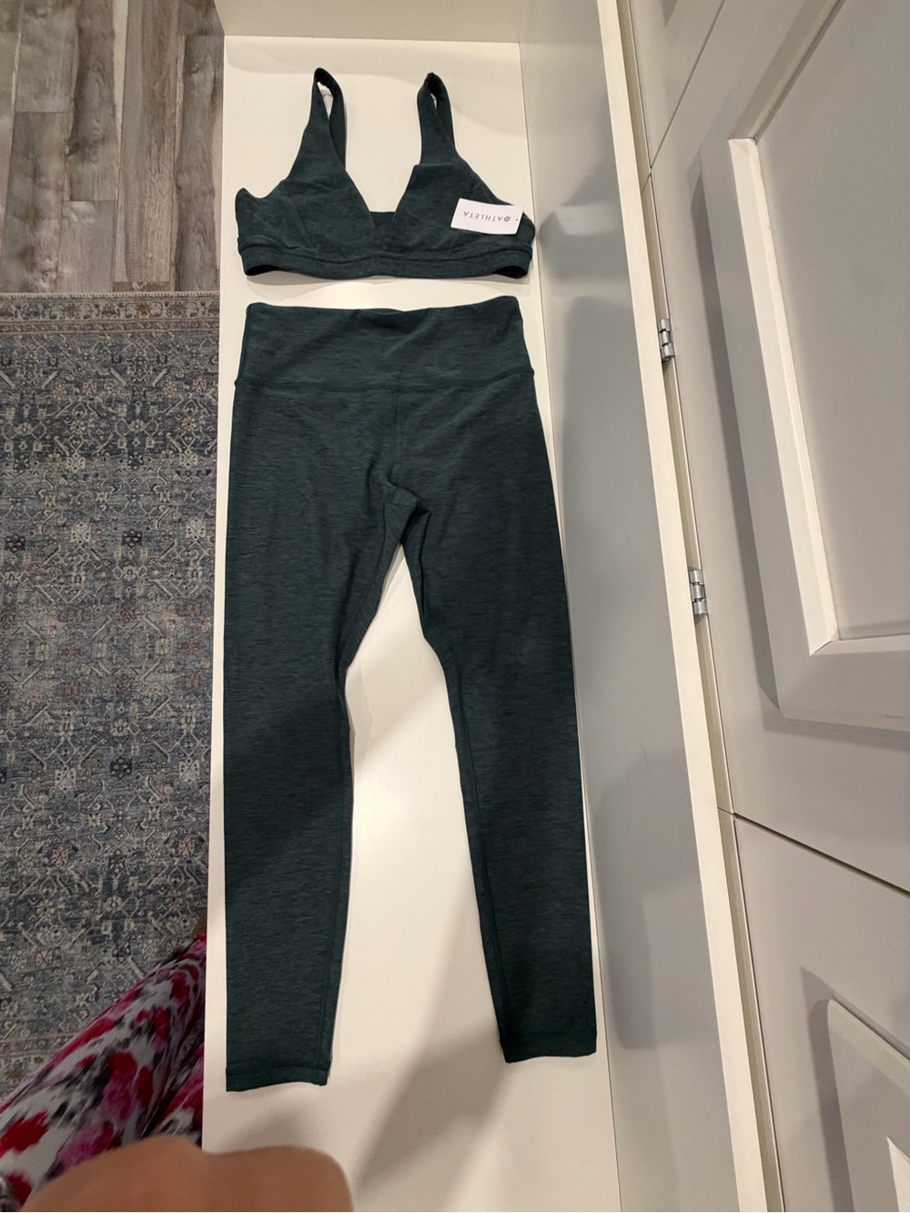 Athleta Dark Teal High-Rise Leggings & Matching Bra Set PANTS M / BRA L